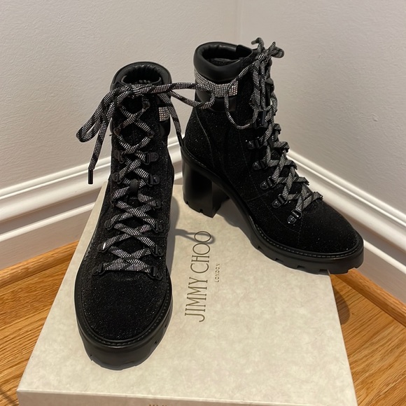 Jimmy Choo, Eshe 65 Glitter Hiking Boot, Brand New in Box - Picture 1 of 11
